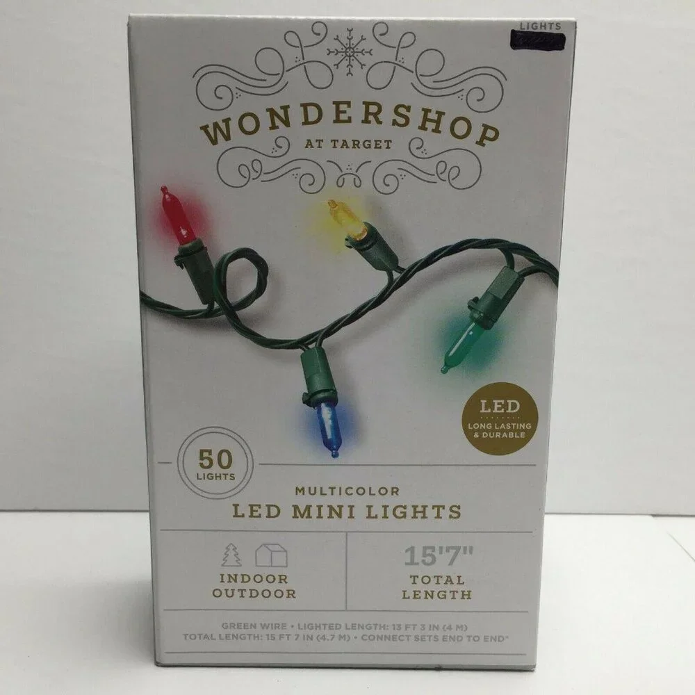 Wondershop 50 Mini LED Mulitocolored String Christmas Lights Indoor Outdoor 15'7